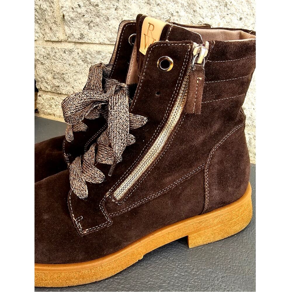 Ron White Hayley Weatherproof Suede Boots Chocolate Brown Lace Up Ankle 41 US 10 - Picture 10 of 11